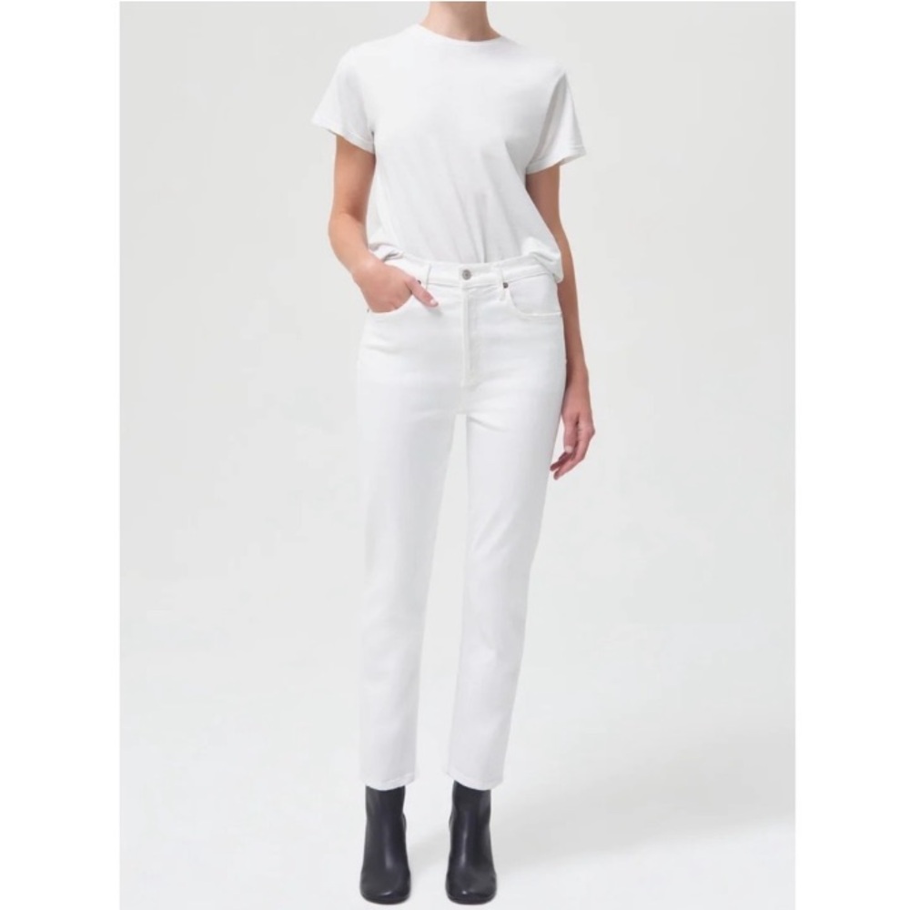 Agolde Riley White High Rise Straight Crop, Size 25